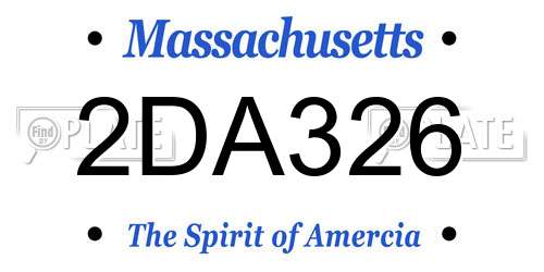 2DA326 Massachusetts License Plate