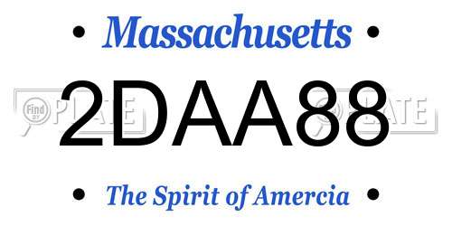 2DAA88 Massachusetts License Plate