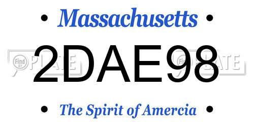 2DAE98 Massachusetts License Plate