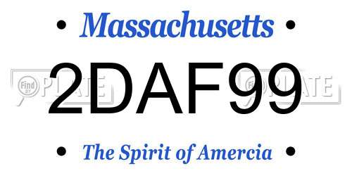 2DAF99 Massachusetts License Plate