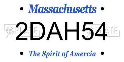 2DAH54 Massachusetts License Plate