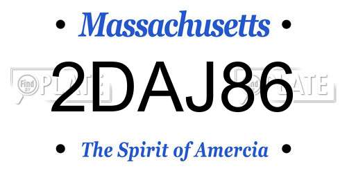 2DAJ86 Massachusetts License Plate
