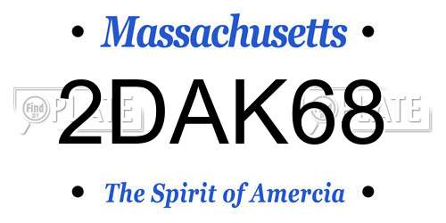 2DAK68 Massachusetts License Plate