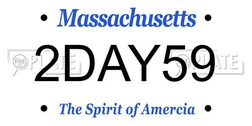 2DAY59 Massachusetts License Plate