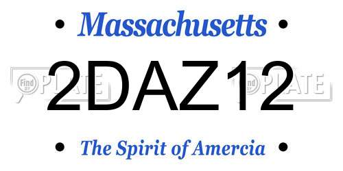 2DAZ12 Massachusetts License Plate