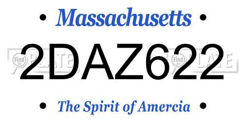 2DAZ622 Massachusetts License Plate