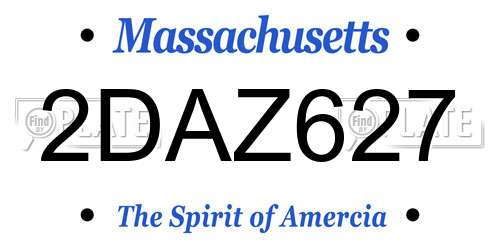 2DAZ627 Massachusetts License Plate
