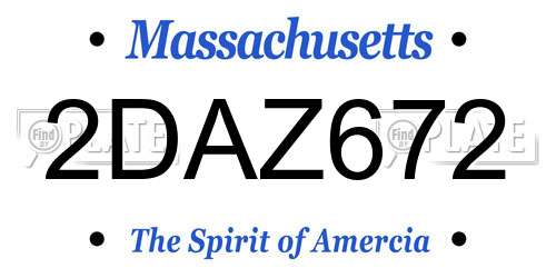 2DAZ672 Massachusetts License Plate