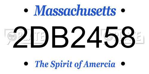 2DB2458 Massachusetts License Plate
