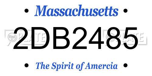 2DB2485 Massachusetts License Plate