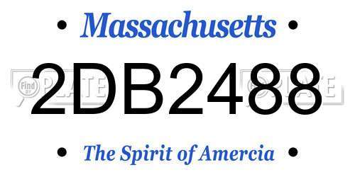 2DB2488 Massachusetts License Plate