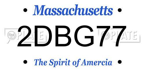2DBG77 Massachusetts License Plate