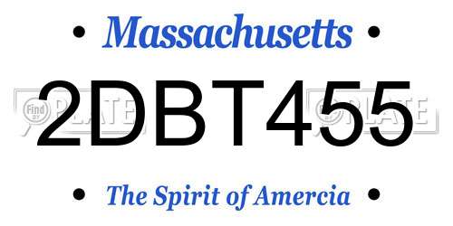 2DBT455 Massachusetts License Plate