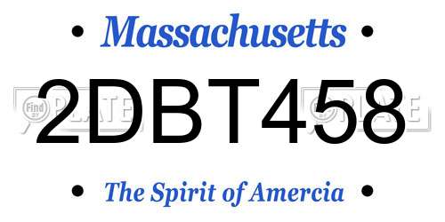 2DBT458 Massachusetts License Plate