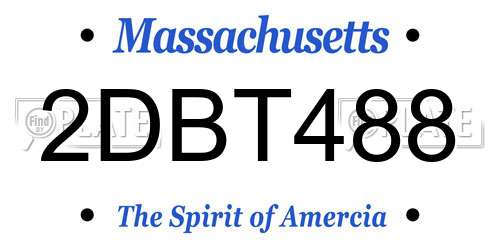 2DBT488 Massachusetts License Plate
