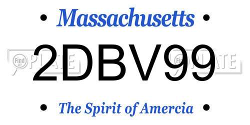 2DBV99 Massachusetts License Plate