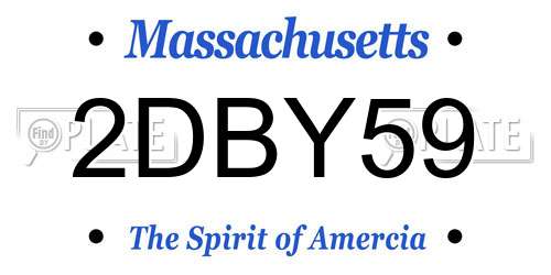 2DBY59 Massachusetts License Plate