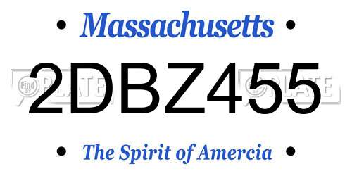 2DBZ455 Massachusetts License Plate