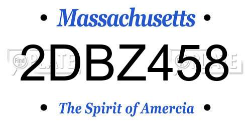 2DBZ458 Massachusetts License Plate