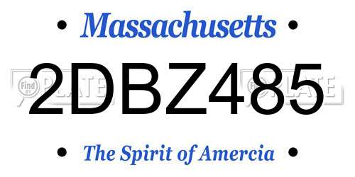 2DBZ485 Massachusetts License Plate