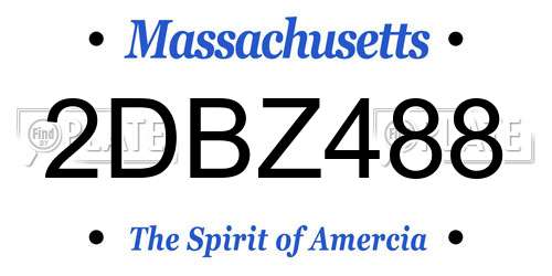 2DBZ488 Massachusetts License Plate
