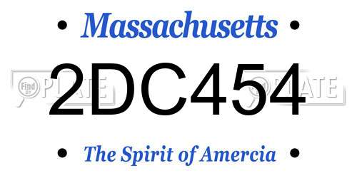 2DC454 Massachusetts License Plate