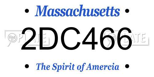 2DC466 Massachusetts License Plate