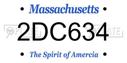 2DC634 Massachusetts License Plate
