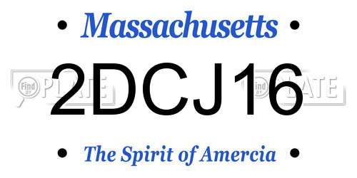 2DCJ16 Massachusetts License Plate