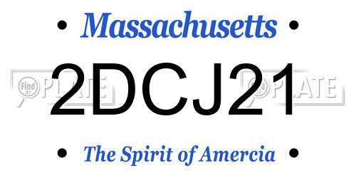 2DCJ21 Massachusetts License Plate