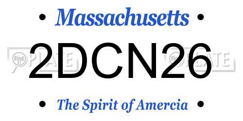 2DCN26 Massachusetts License Plate