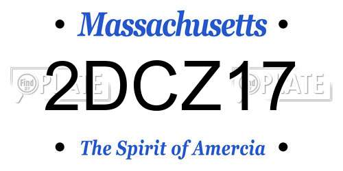 2DCZ17 Massachusetts License Plate
