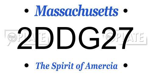 2DDG27 Massachusetts License Plate