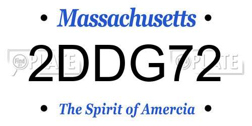 2DDG72 Massachusetts License Plate