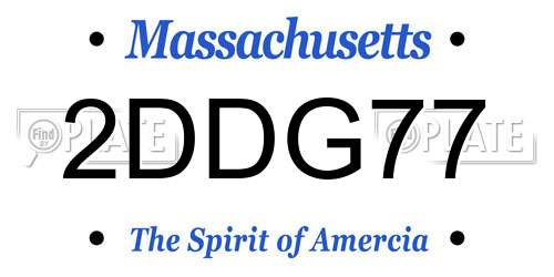 2DDG77 Massachusetts License Plate