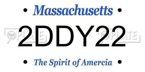 2DDY22 Massachusetts License Plate