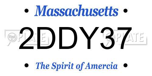 2DDY37 Massachusetts License Plate