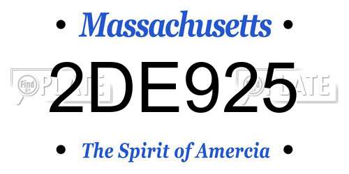 2DE925 Massachusetts License Plate