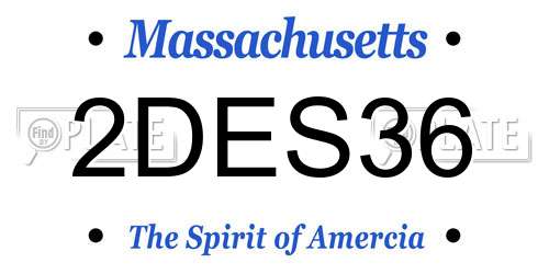 2DES36 Massachusetts License Plate