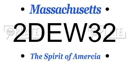 2DEW32 Massachusetts License Plate