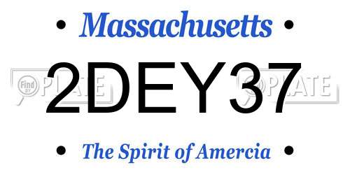 2DEY37 Massachusetts License Plate