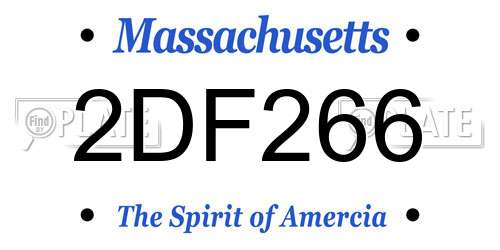 2DF266 Massachusetts License Plate