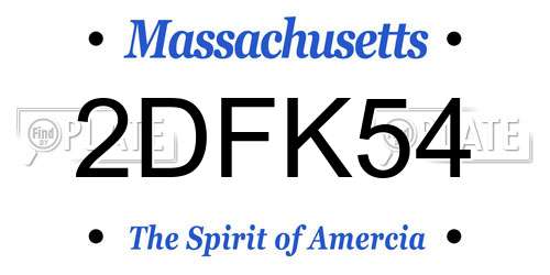 2DFK54 Massachusetts License Plate