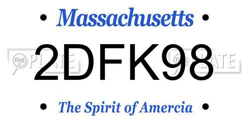 2DFK98 Massachusetts License Plate