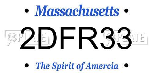 2DFR33 Massachusetts License Plate