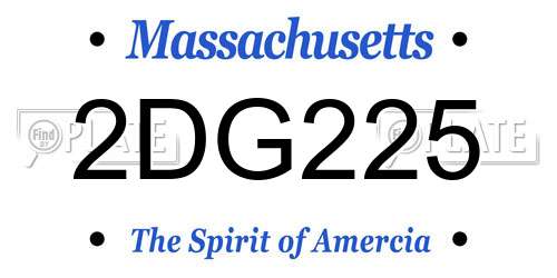 2DG225 Massachusetts License Plate