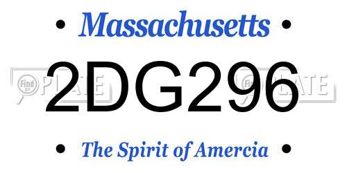 2DG296 Massachusetts License Plate
