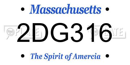 2DG316 Massachusetts License Plate
