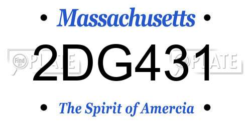 2DG431 Massachusetts License Plate