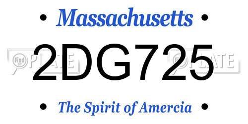 2DG725 Massachusetts License Plate